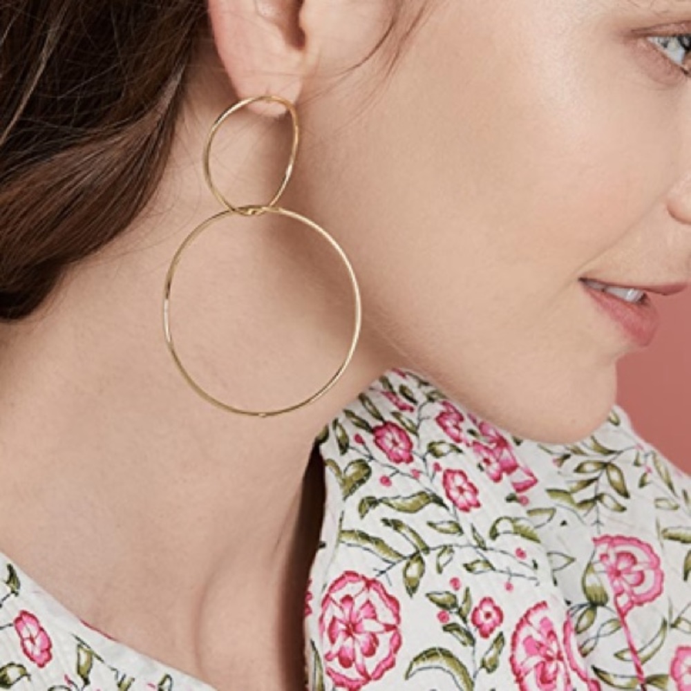 Jules Smith Double Wide Gold Plated Hoops-New